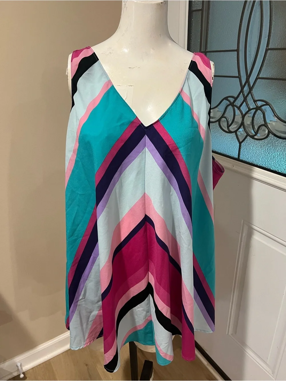 Lane Bryant two piece set Teal, Purple and Pink Colorblock tank with jacket
